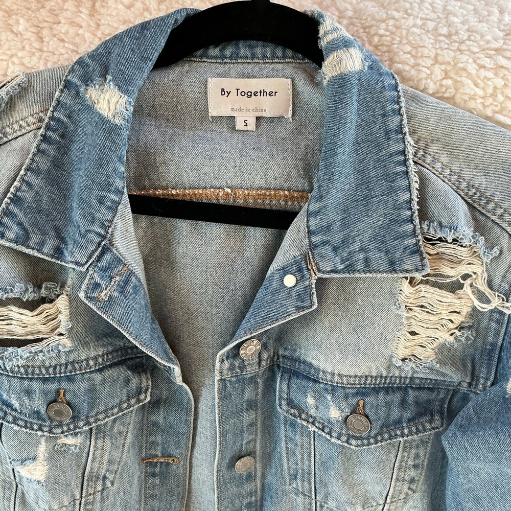 By Together Light Blue Distressed Jean Jacket